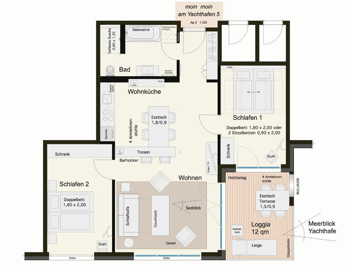 Apartmenthaus Hafenspitze Ap 5 - "Am Yachthafen 5" - Blickrichtung Offenes Meerstrandpromenade Эккернфёрде Экстерьер фото